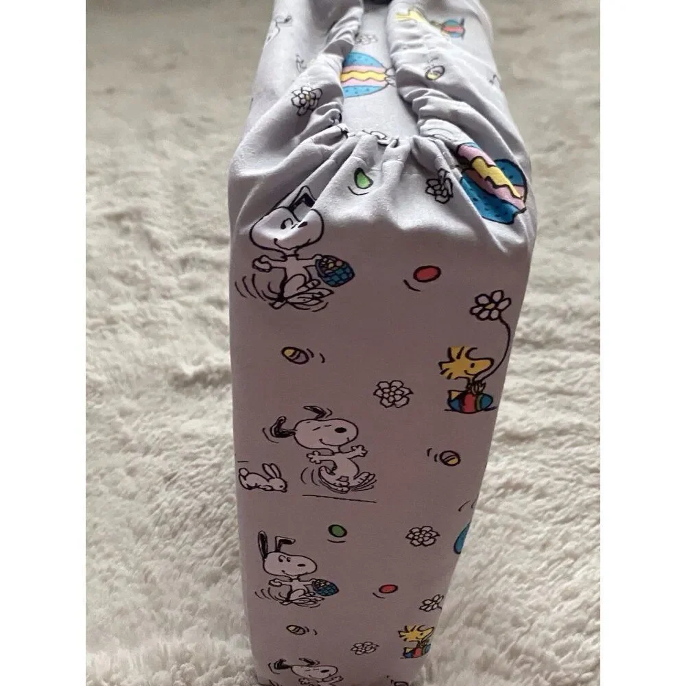 Peanuts Snoopy Easter Egg Bunny Floral QUEEN‎ Sz Sheet Set Soft Grey NEW